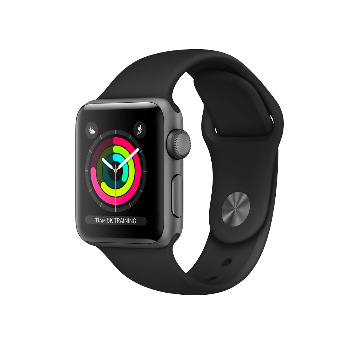 Refurbished Apple Watch Serie 3 | 42mm | Aluminium Spacegrau | Schwarzes Sportarmband | GPS | WiFi B-grade