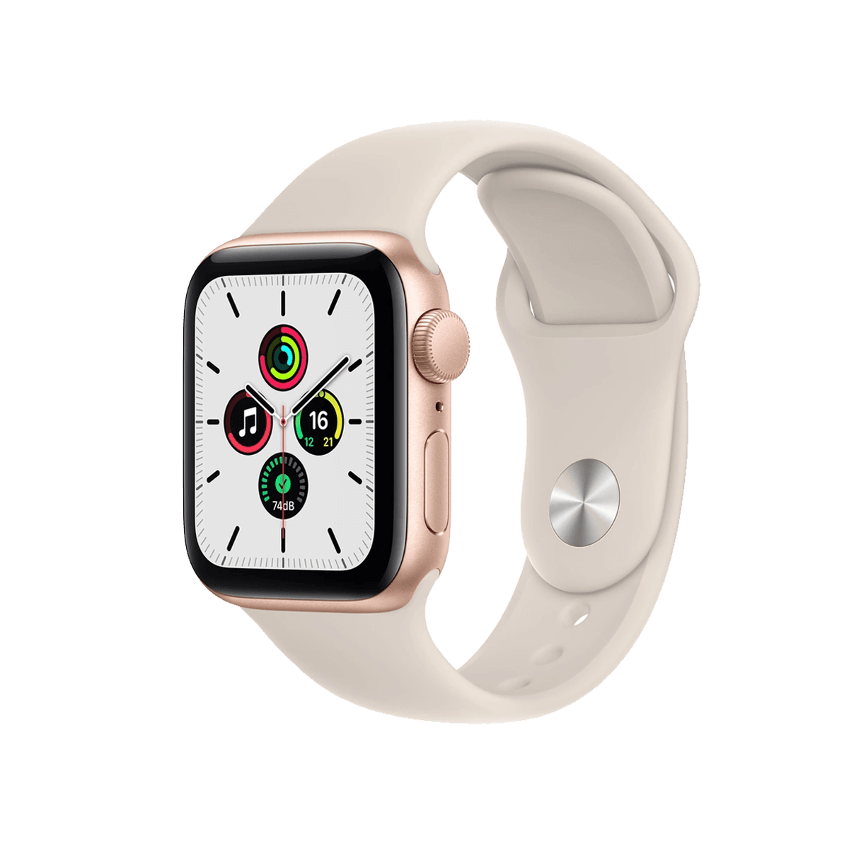 Refurbished Apple Watch Serie SE | 40mm | Aluminium Gold | Starlight Weißes Sportarmband | GPS | WiFi A-grade