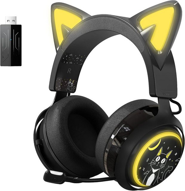 Somikon Gaming-Headset (Eingebautes Mikrofon mit Rauschunterdrückung für klare Sprachkommunikation während des Spielens. , “Drahtloses Gaming-Headset mit 7.1 Surround Sound und Cat-Ears)