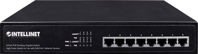 Intellinet INTELLINET 8-Port PoE+ Desktop Gigabit Switch 8 x PoE-Ports, IEEE 802. Netzwerk-Switch