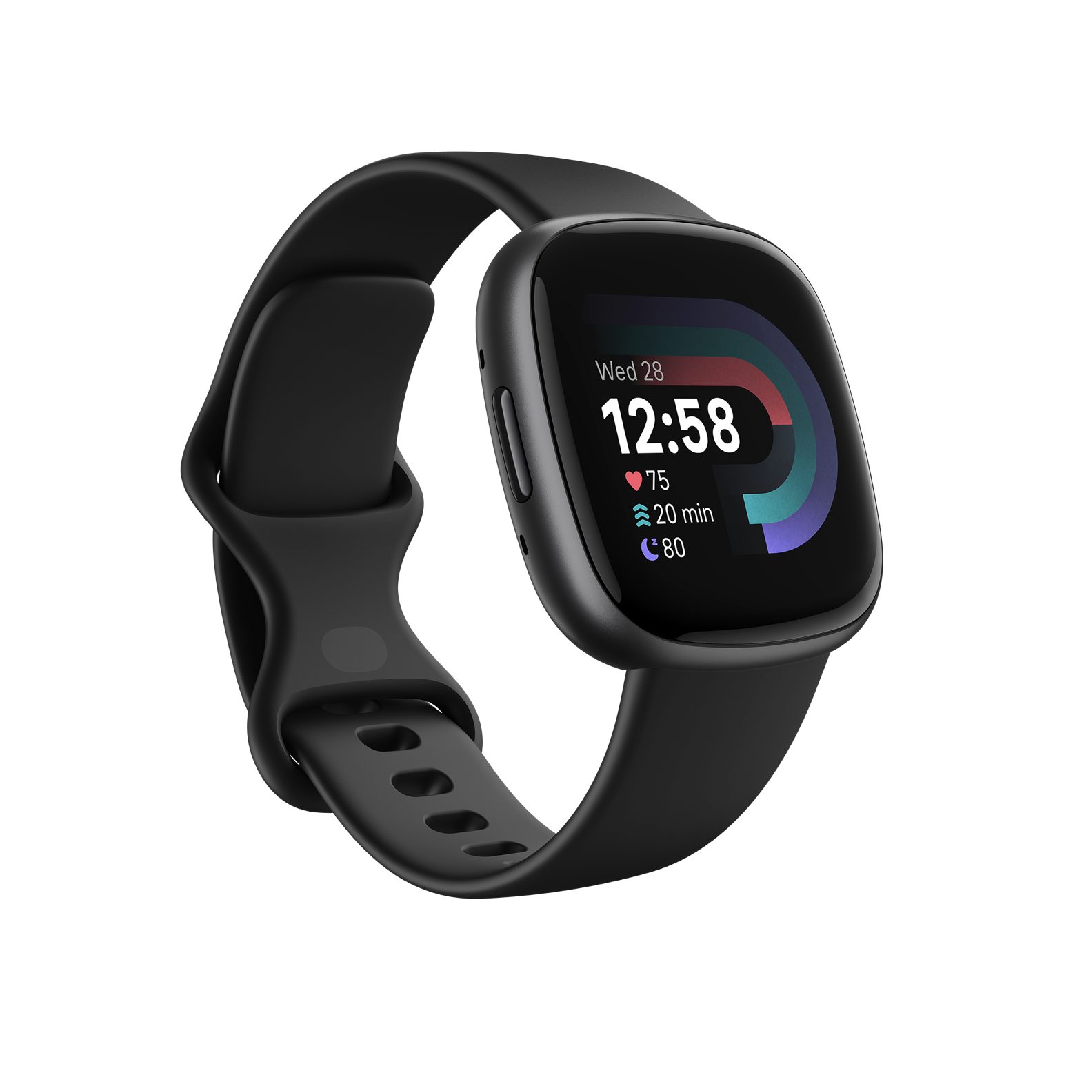 Fitbit Versa 4 – 40 mm – Carbon-Schwarz – intelligente Uhr mit Band – schwarz – Bandgröße: S/L – NFC, Bluetooth (FB523BKBK)