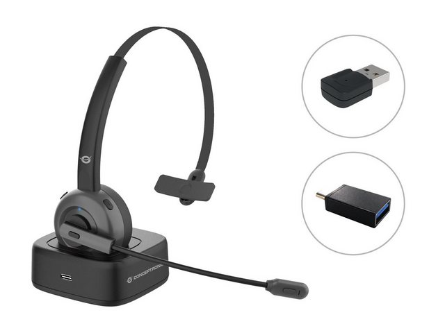 Conceptronic Conceptronic POLONA03BDA Headset Wireless Bluetooth mit Ladestation Headset
