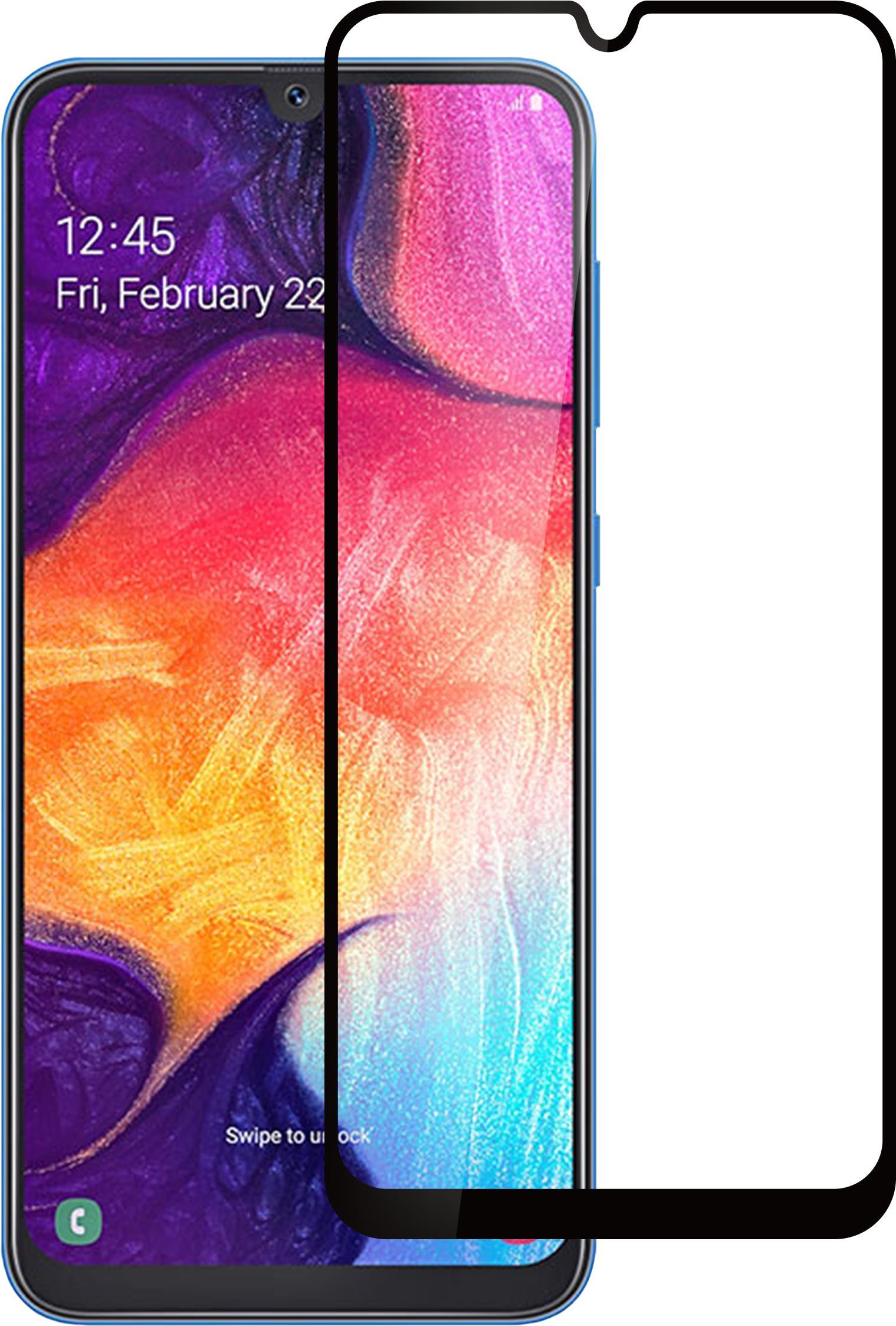 eSTUFF Titan Shield – Bildschirmschutz für Handy – volle Abdeckung – Glas – Rahmenfarbe schwarz – für Samsung Galaxy A50