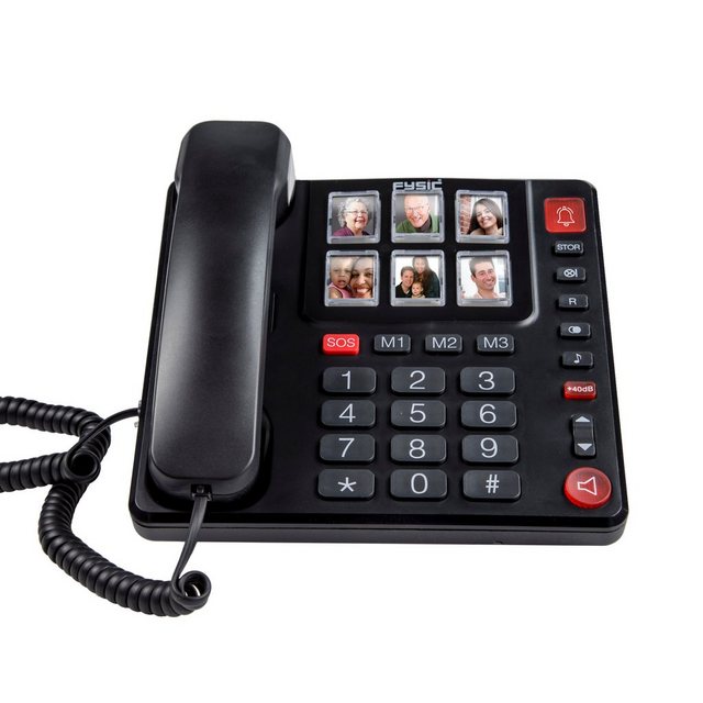 Fysic FX-3930 Seniorentelefon (Mobilteile: 1, Fototelefon für Senioren, große Tasten hörgerätkompatibel SOS Funktion)