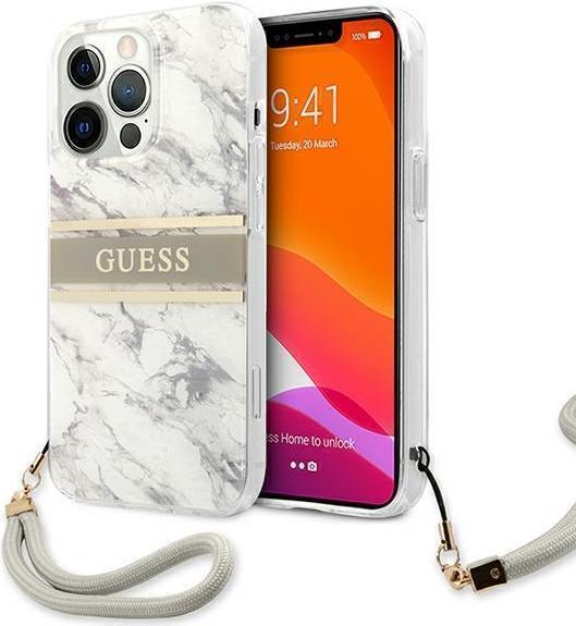 Guess – Marble Strap Collection – Apple iPhone 13 Pro Max (6.7) – Grau – Hard Case – Cover – Schutzhülle (GUHCP13XKMABGR)