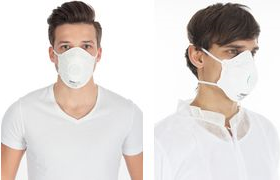 HYGOSTAR Dolomit Atemschutzmaske, Schutzstufe: FFP2 weiße PP-Einwegmaske, Atemventil verhindert Hitzestaus, – 20 Stück (29335)