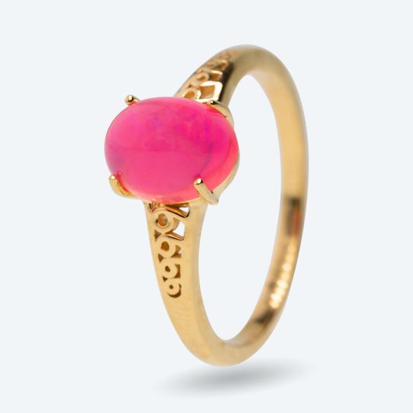Ring 925 Sterling Silber vergoldet pink Opal