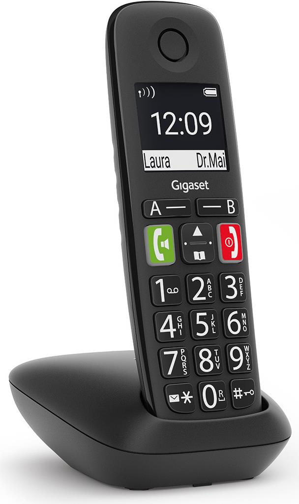 Gigaset E290 – Schnurlostelefon mit Rufnummernanzeige – ECO DECTGAP – Schwarz