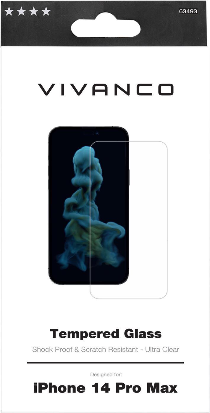 Vivanco 2D – Apple – iPhone 14 Pro Max – Schmutzabweisend – Schlagfest – Kratzresistent – Splitterfrei – Transparent – 1 Stück(e) (2DGLASVVIPH14PM)