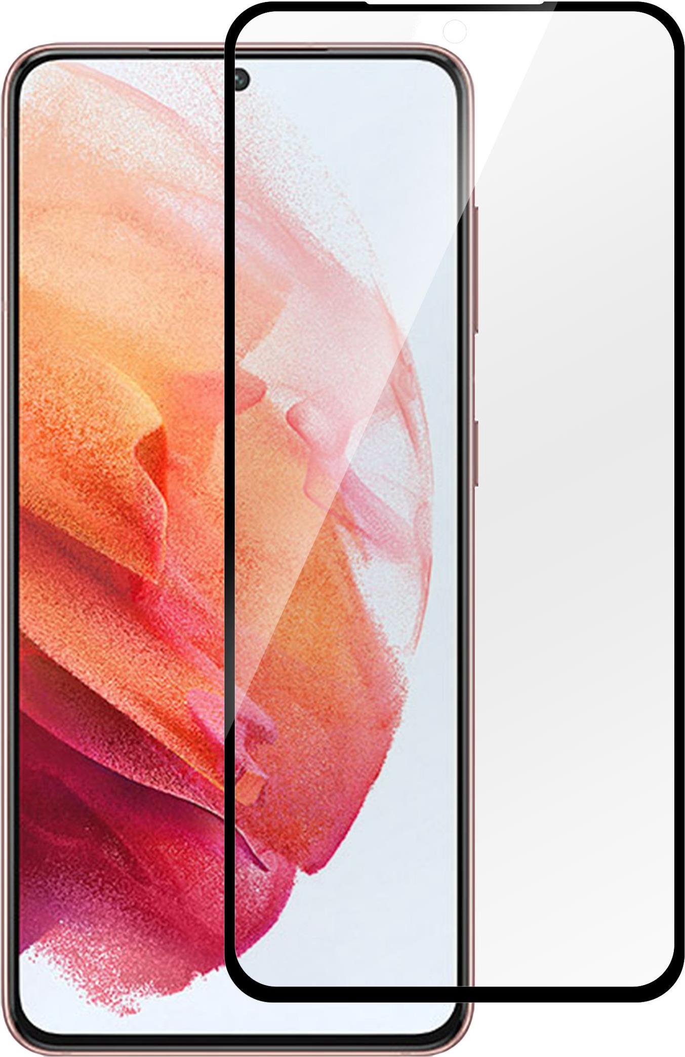 eSTUFF Titan Shield – Bildschirmschutz für Handy – volle Abdeckung – Glas – Rahmenfarbe schwarz (Packung mit 10) – für Samsung Galaxy S21 5G (ES504070-10BULK)