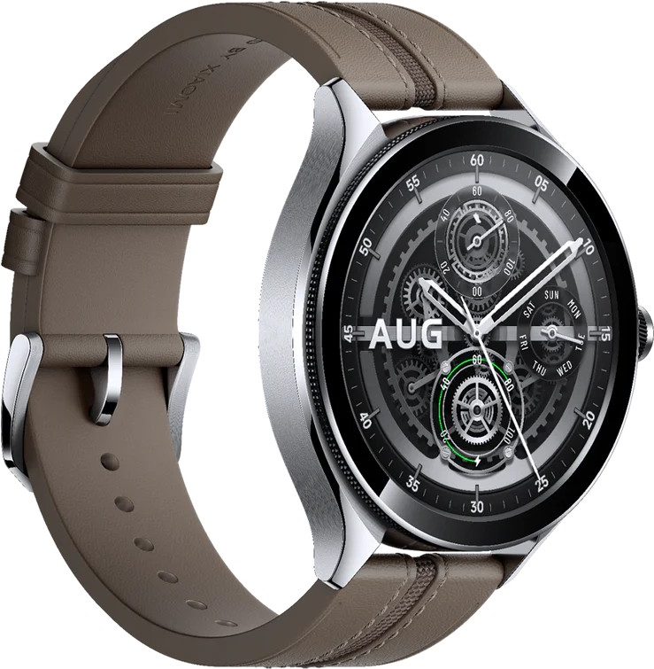 Xiaomi Watch 2 Pro – 46 mm – Silver Edelstahl – intelligente Uhr mit Riemen – Leder – braun – Handgelenkgröße: 135-205 mm – Anzeige 3.6 cm (1.43) – 32 GB – NFC, Wi-Fi, Bluetooth – 54.5 g (40-56-8020)