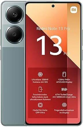 Xiaomi Redmi Note 13 Pro 16,9 cm (6.67) Dual-SIM Android 12 4G USB Typ-C 8 GB 256 GB 5000 mAh Grün (MZB0G7HEU)