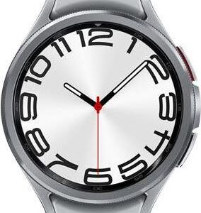 Samsung Galaxy Watch6 Classic - 47 mm - intelligente Uhr mit Band - Hybrid-Eco-Leder - Silber - Bandgröße: M/L - Anzeige 3,73 cm (1.5) - 16GB - NFC, Wi-Fi, Bluetooth - 59 g - Silber (SM-R960NZSAEUE)
