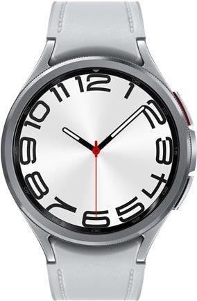 Samsung Galaxy Watch6 Classic – 47 mm – intelligente Uhr mit Band – Hybrid-Eco-Leder – Silber – Bandgröße: M/L – Anzeige 3,73 cm (1.5) – 16GB – NFC, Wi-Fi, Bluetooth – 59 g – Silber (SM-R960NZSAEUE)