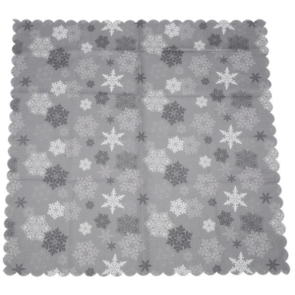 Mitteldecke Schneeflocken grau 85x85 cm