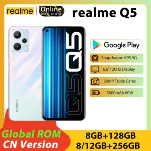 Original Realme Q5 5G Snapdragon695 120Hz 6.6inch 60W Dash Charge 5000Mah Large Battery 50MP Camera Android 12 UI3.0 google play