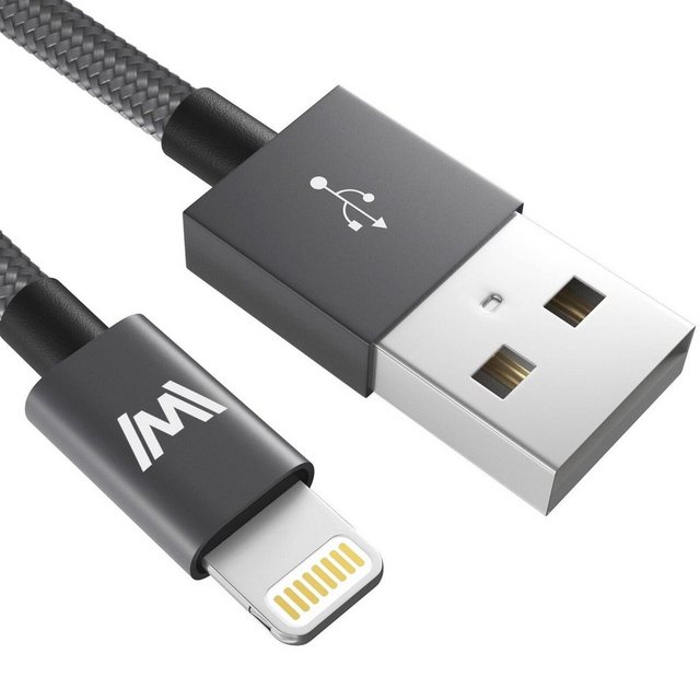 Widmann-Shop 2m USB Daten Ladekabel schnell iPad iPhone 14 13 12 11 X XR 8 7 USB-Kabel, USB Typ A, 8 Pin für Apple (200 cm), Schnellladefunktion, Kabel für Apple iPhone iPad