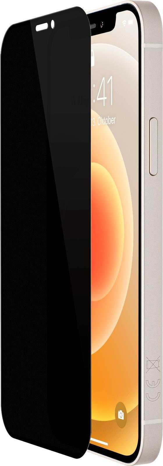 Artwizz PrivacyGlass - Bildschirmschutz für Handy - Glas - mit Sichtschutzfilter - 2-Wege - Rahmenfarbe schwarz - für Apple iPhone 13, 13 Pro