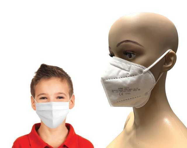 BURI Gesichtsmaske 50x FFP2 NR Mundschutz CE2163 + 10 Einwegmasken für Kinder
