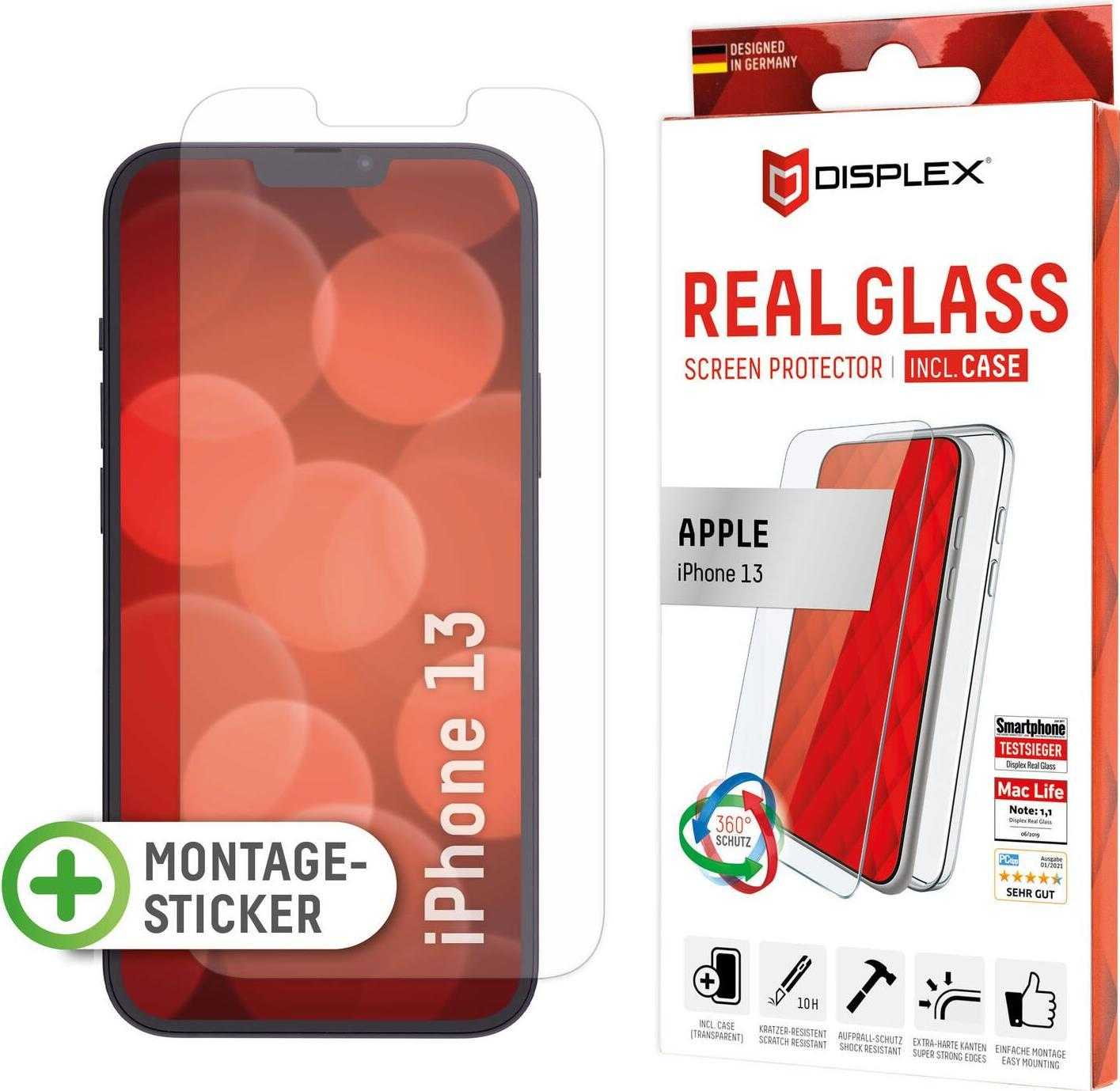 E.V.I. DISPLEX Real Glass - Schutzhülle für Mobiltelefon - with screen protector glass - für Apple iPhone 13 (01494)