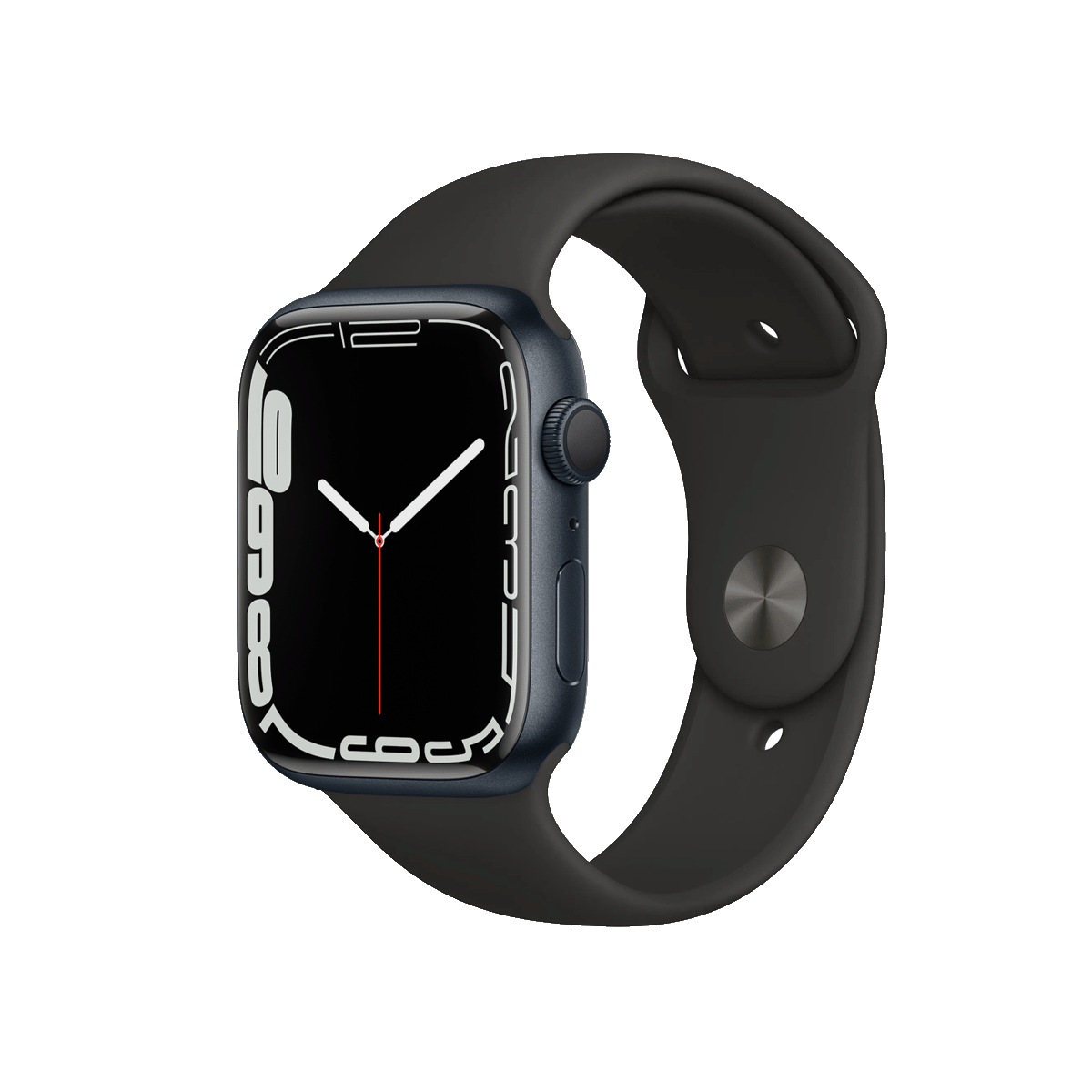 Refurbished Apple Watch Serie 7 | 45mm | Aluminium Mitternachtsblau | Schwarzes Sportarmband | GPS | WiFi C-grade