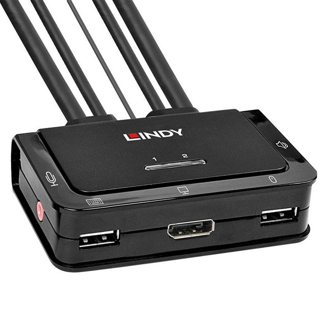 Lindy 2 Port DisplayPort 1.2, USB 2.0 & Audio Cable KVM Switch Netzwerk-Switch