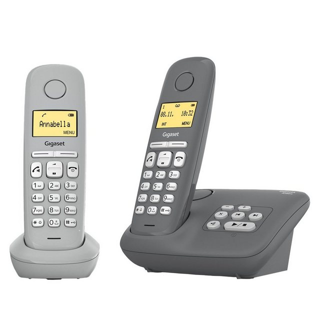 Gigaset A280A Duo Schnurloses DECT-Telefon (Mobilteile: 2, mit Anrufbeantworter, zusätzliches Mobilteil, hörgerätekompatibel)