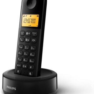 Philips D1601B/01- Schnurloses DECT-Telefon mit 1 Mobilteil, großem Display (4,1 cm) und Anrufer-ID - Schwarz