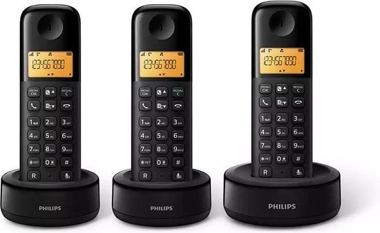 Philips D1603B/01- Schnurloses DECT-Telefon – Rufnummernerkennung – Schwarz