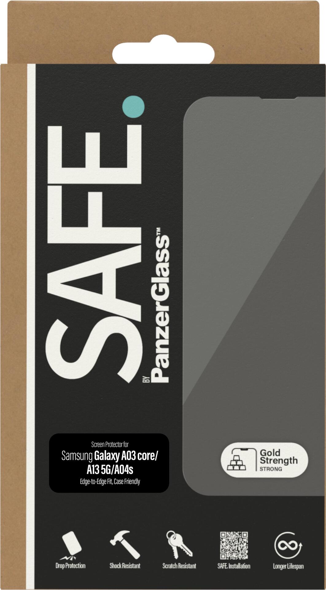 PanzerGlass SAFE. by  Samsung Galaxy A03 core – A13 5G – A04s – Displayschutzglas – Samsung – Samsung – Galaxy A03 core – Samsung – Galaxy A13 5G – Kratzresistent – Schockresistent – Transparent – 1 Stück(e) (SAFE95142)