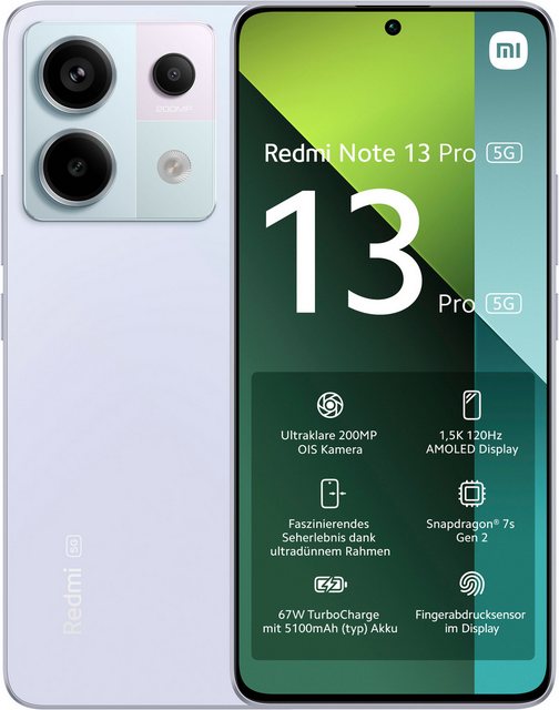Xiaomi Redmi Note 13 Pro 5G 256Gb Smartphone (16,94 cm/6,67 Zoll, 256 GB Speicherplatz, 200 MP Kamera)