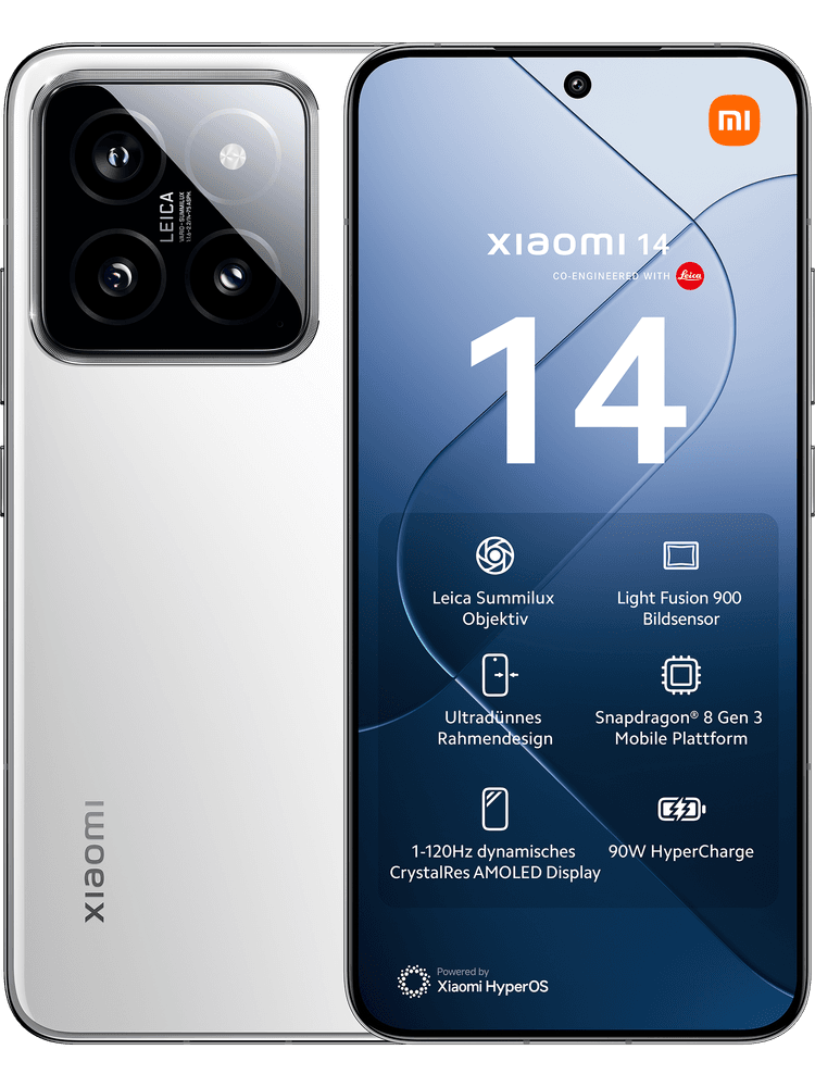 Xiaomi 14 512 GB Dual SIM White mit GigaMobil XL
