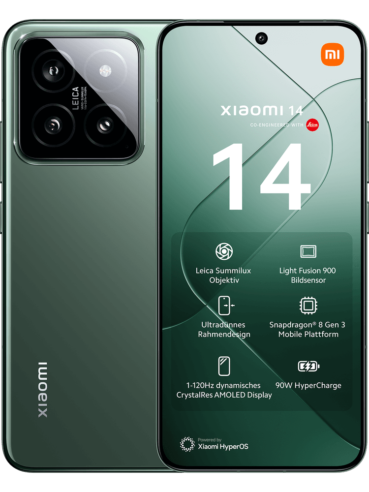 Xiaomi 14 512 GB Dual SIM Jade Green mit o2 Mobile L Boost