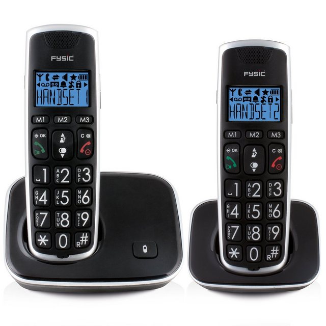 Fysic FX-6020 Seniorentelefon (Mobilteile: 1-2, Seniorentelefon mit großen Tasten, Hörgerätkompatibel, 10h Sprechzeit)