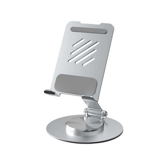 FIDDY Metall-360-Grad-Drehklapp-Desktop-Handy-Tablet-Ständer Smartphone-Halterung, (1-tlg., Verdicktes Metall, vierseitige Basis, verstärkte Stützstange)