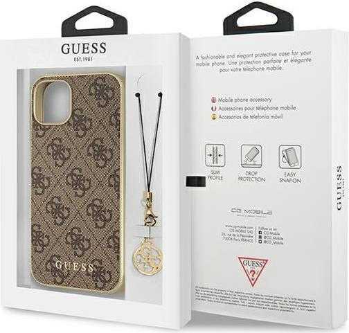 Guess Case 4G Charms für A2643 Apple iPhone 13 Pro Max - brown (GUHCP13XGF4GBR)