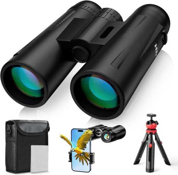 HYTIREBY Hochleistungsfernglas,12x42 HD Fernglas Kompaktfernglas für Erwachsene Binocular (Vogelbeobachtung, Jagd, Wandern mit Smartphone-Adapter)