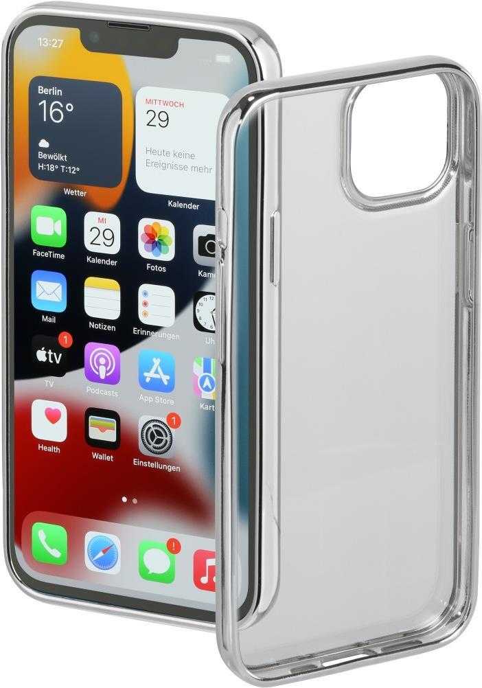 Hama Cover Clear&Chrome für Apple iPhone 13, Silber (00177893)