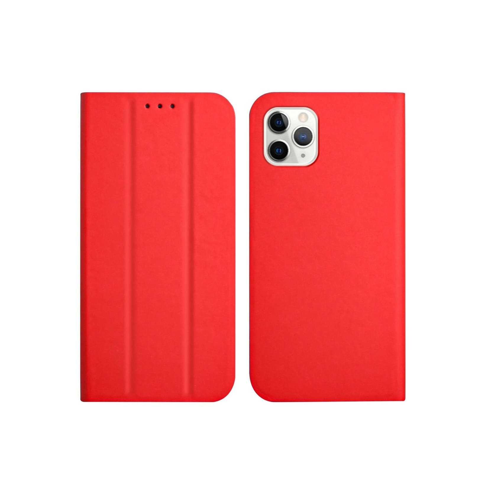 Hülle Handy Schutz für Apple iPhone 13 Pro Max Case Flip Cover Tasche Etuis Rot