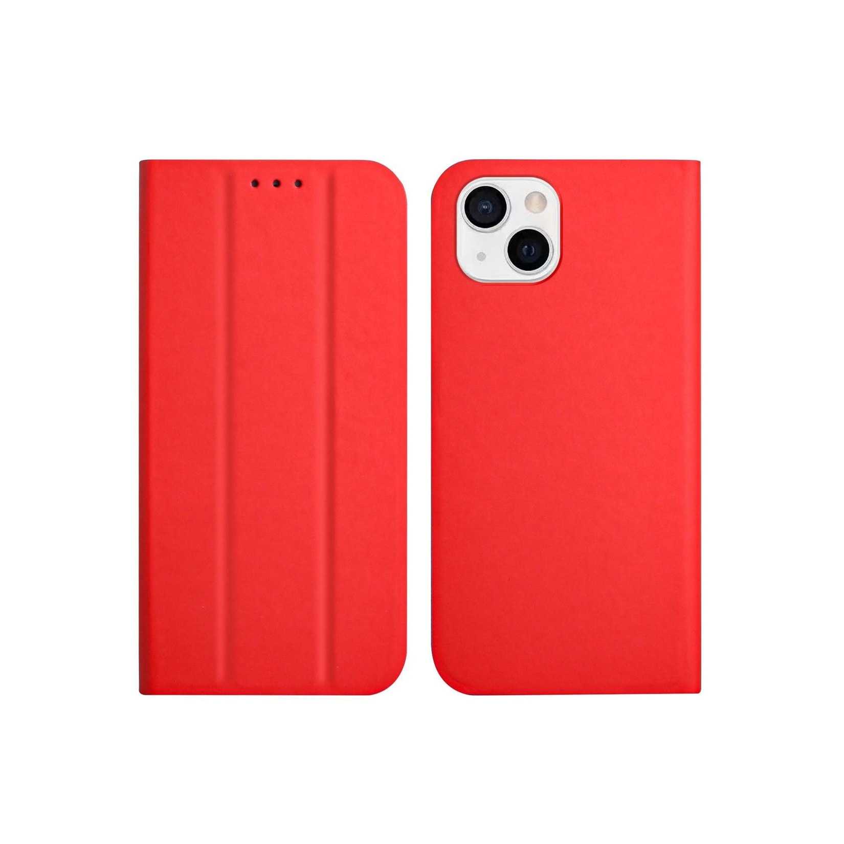 Hülle Handy Schutz für Apple iPhone 13 mini Case Flip Cover Tasche Etuis Rot Neu
