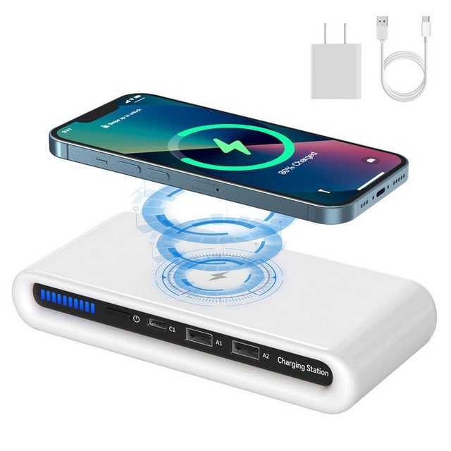 Novzep Kabelloses Ladegerät, multifunktionales kabelloses Schnellladegerät Batterie-Ladegerät (1-tlg., für iPhone 15/14/13/12/Pro Max, Apple Watch, AirPods, Android-Telefone)