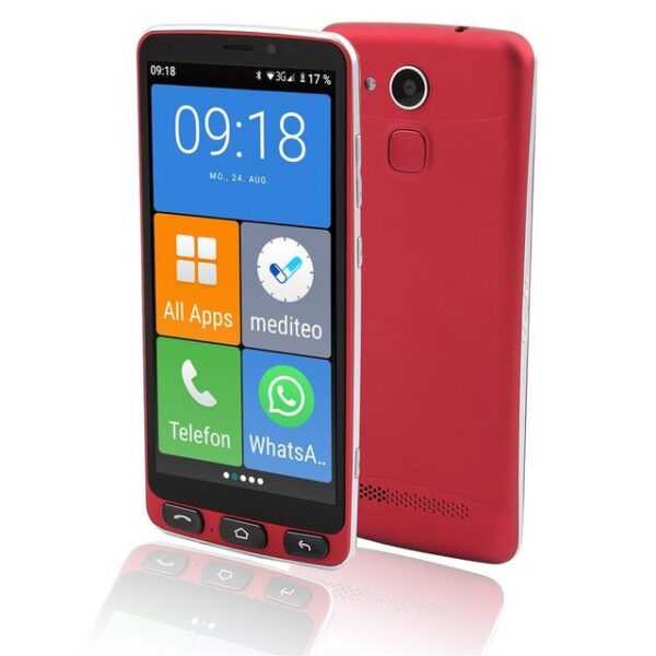 OLYMPIA OFFICE NEO rot 2287 Smartphone (5,5 Zoll, 16 GB Speicherplatz, 8 MP Kamera, seniorengeeignet, kompatibel mit Hörgeräte, extragroße Darstellung)