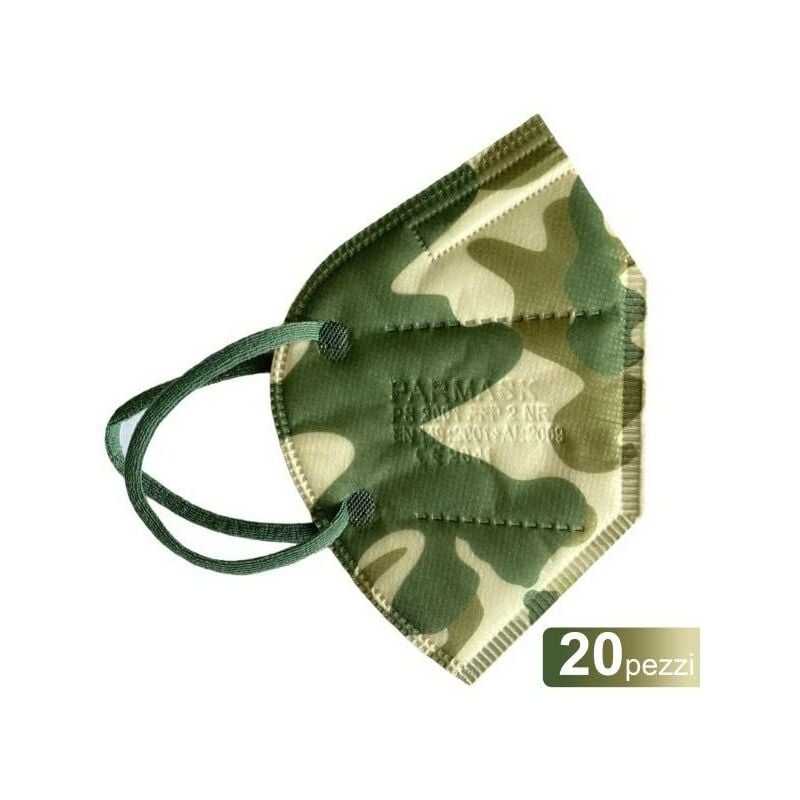 Trade Shop Traesio - 20 FFP2 ventillose schutzmasken militärische tarnfarbe grün