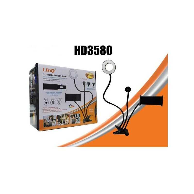 Trade Shop Traesio - clip-on smartphone halterung für tischleuchte ring led flexibel HD3580