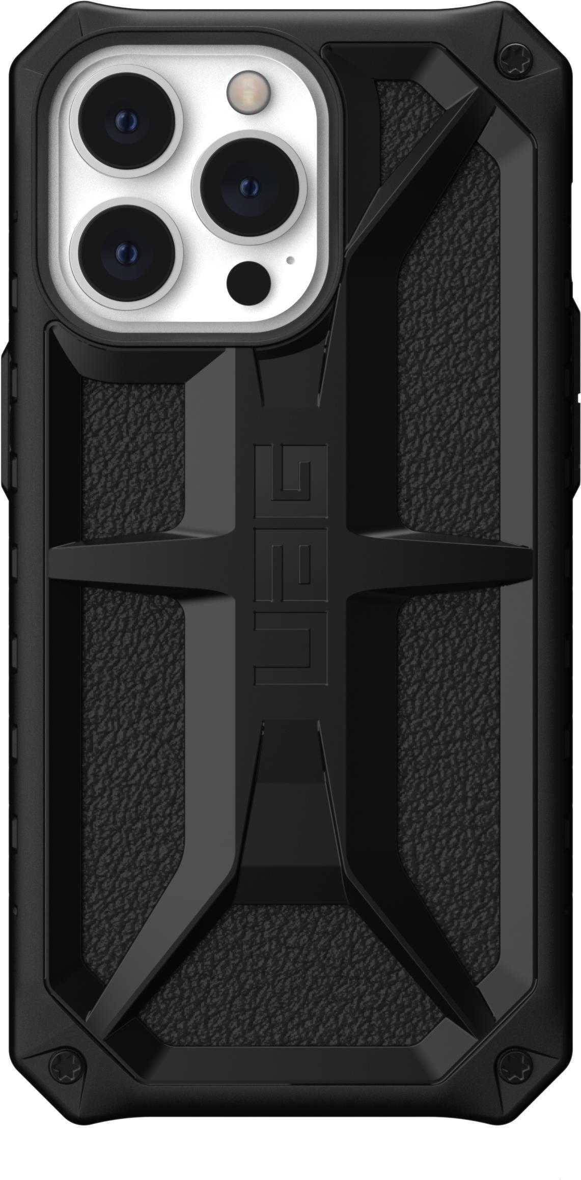 UAG Rugged Case for iPhone 13 Pro 5G [6.1 ] - Monarch Black - Hintere Abdeckung für Mobiltelefon - widerstandsfähig - Polycarbonat, Gummi, feinstes Leder, Legierungsmetall - Schwarz - 6.1 - für Apple iPhone 13 Pro