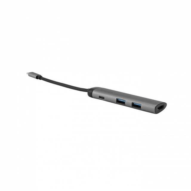 Verbatim USB-C Multiport-Hub 49140 USB-Adapter, 15 cm, USB 3.0, HDMI, Schnellladeanschluss, für Notebook Smartphone, silber