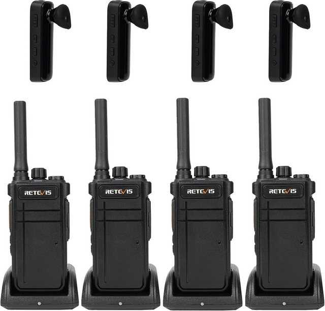 Retevis Walkie Talkie RB637, mit Bluetooth Headset, 2000 mAh, VOX, Drahtloses Clone(4 Stück), Wiederaufladbar, PMR446 Professionelles 2-Wege-Funkgerät