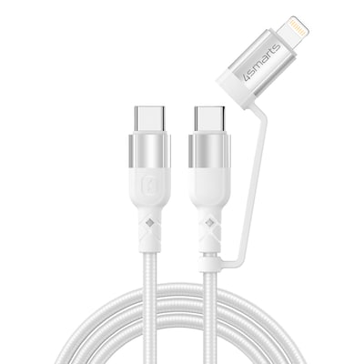 4smarts USB-C/C/ Lightning Kabel ComboCord CL 1.5m textil – weiß