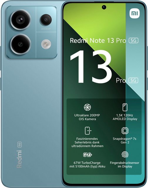 Xiaomi Redmi Note 13 Pro 5G 256Gb Smartphone (16,94 cm/6,67 Zoll, 256 GB Speicherplatz, 200 MP Kamera)